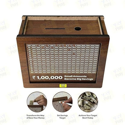 Wooden Coin Piggy Bank MONEY BOX